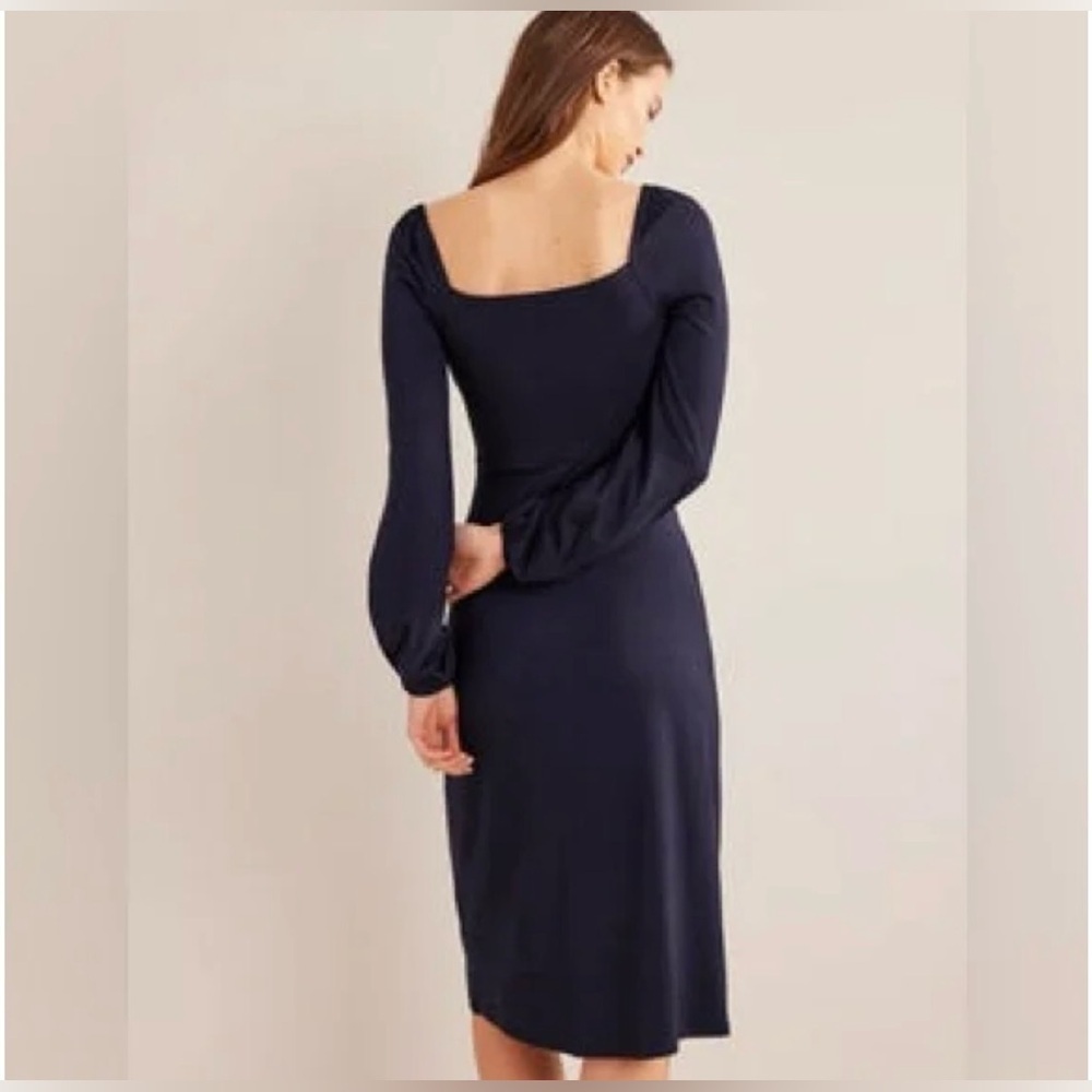 Boden Navy Blue Square Neck Jersey Dress Size 12P Petite - Picture 7 of 8